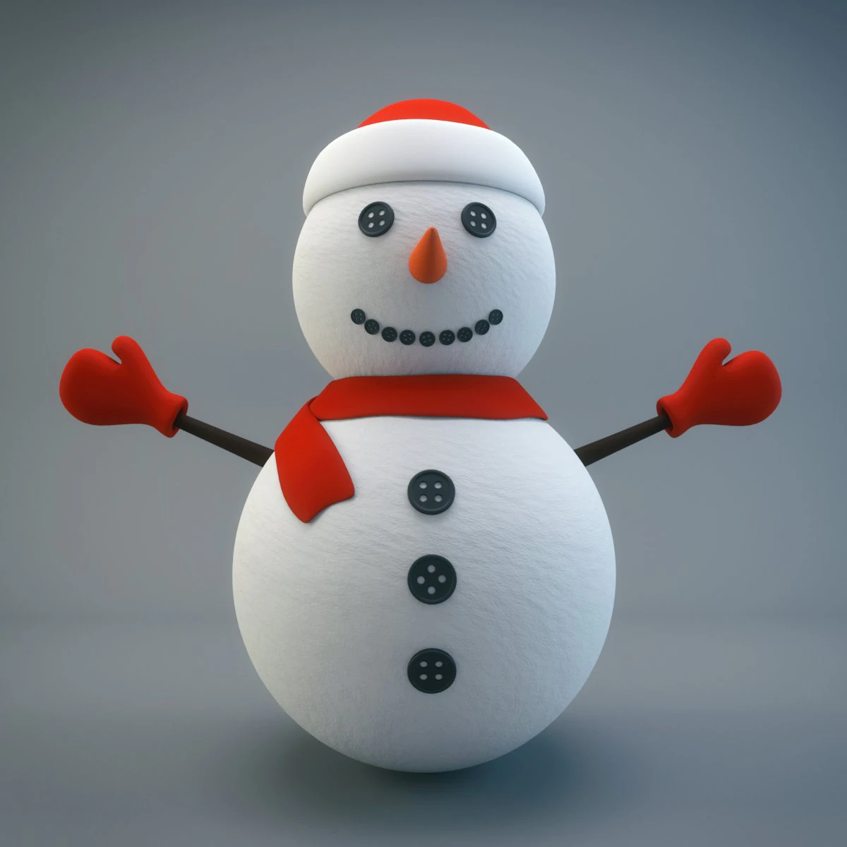 cartoon snowman 3D Model .c4d .max .obj .3ds .fbx .stl .blend