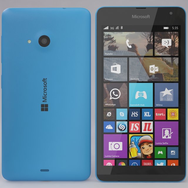microsoft lumia 535 blue 3D Модель .c4d .max .obj .3ds .fbx .stl .blend 