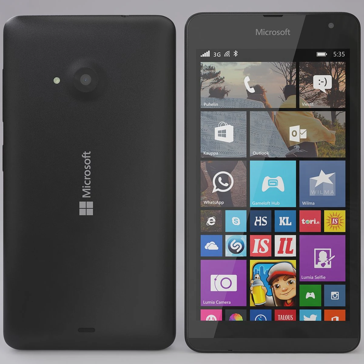 microsoft lumia 535 black 3D Model .c4d .max .obj .3ds .fbx .stl .blend 