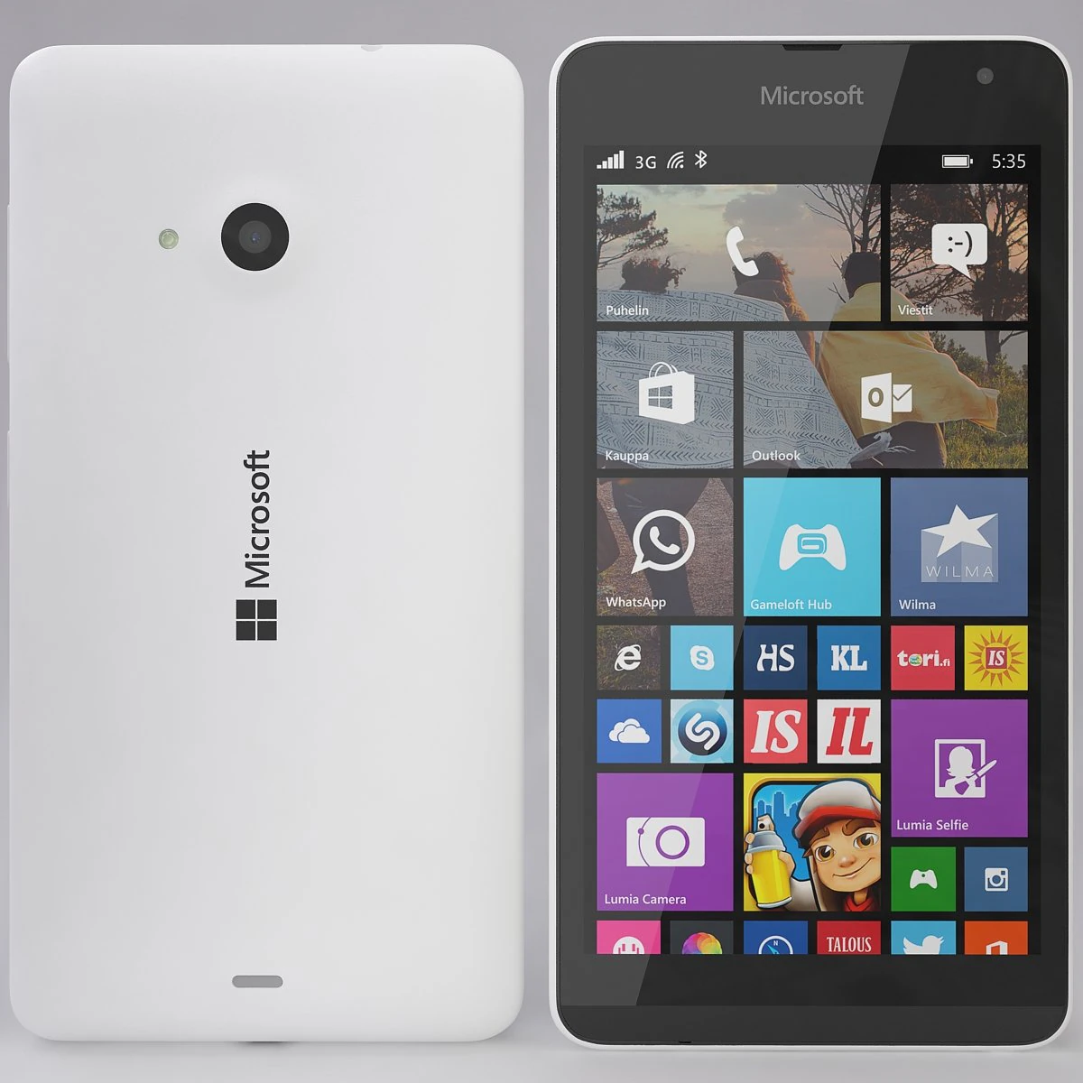 microsoft lumia 535 white 3D Model .c4d .max .obj .3ds .fbx .stl .blend 