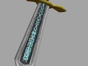 룬문자가 있는 브로드소드 3D 모델