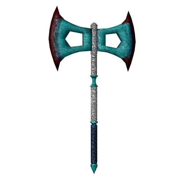 fantasy double edged war axe Modelo 3D .c4d .max .obj .3ds .fbx .stl .blend