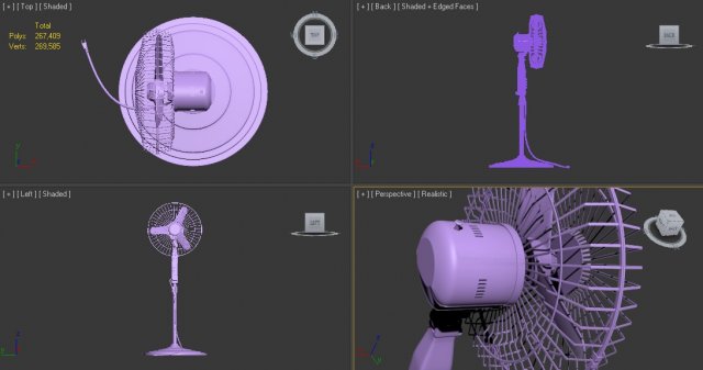 electric fan 3D Model .c4d .max .obj .3ds .fbx .stl .blend 