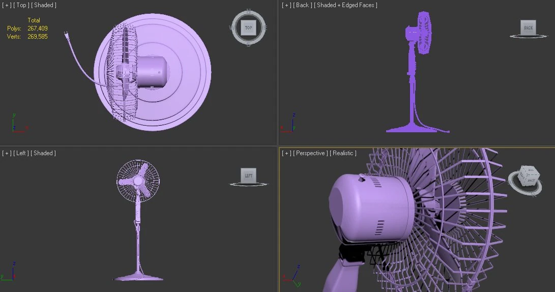 electric fan 3D Model .c4d .max .obj .3ds .fbx .stl .blend 