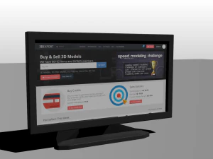 monitor layar datar komputer Model 3D