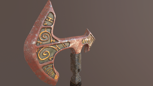 battle axe poly 3D Model .c4d .max .obj .3ds .fbx .stl .blend 