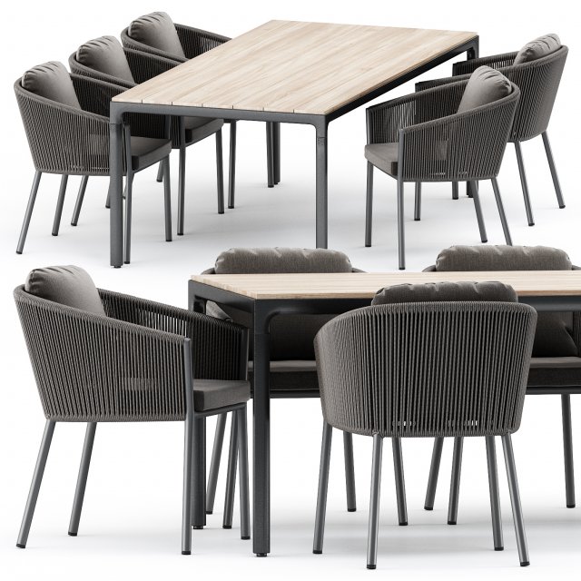 omer armchair by akulaliving and illum table by tribu Modèle 3D .c4d .max .obj .3ds .fbx .stl .blend 