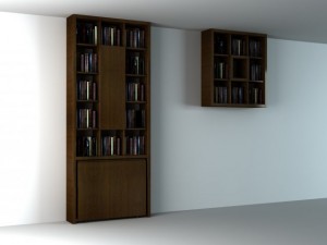bookcase with bar and bookshelf Modelo 3D