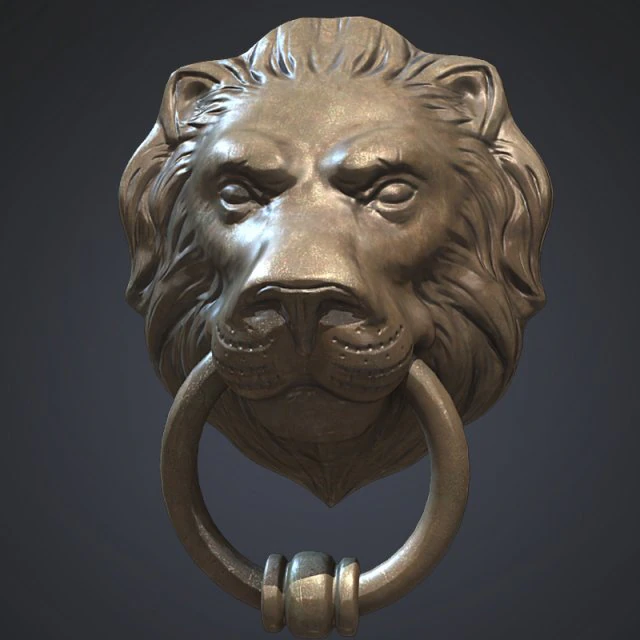 heurtoir de porte &agrave; t&ecirc;te de lion Modèle 3D .c4d .max .obj .3ds .fbx .stl .blend 