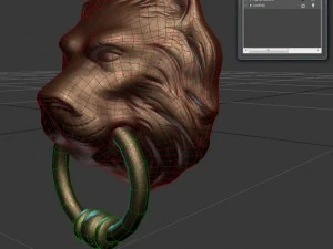 heurtoir de porte &agrave; t&ecirc;te de lion Modèle 3D