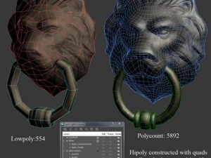 heurtoir de porte &agrave; t&ecirc;te de lion Modèle 3D
