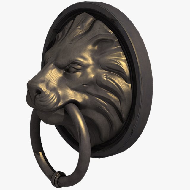 lion head door knocker 3D 모델 .c4d .max .obj .3ds .fbx .stl .blend 