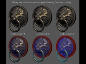 lion head door knocker 3D 모델