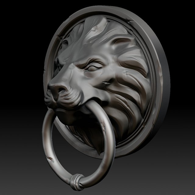 lion head door knocker zbrush 3D 모델 .c4d .max .obj .3ds .fbx .stl .blend 