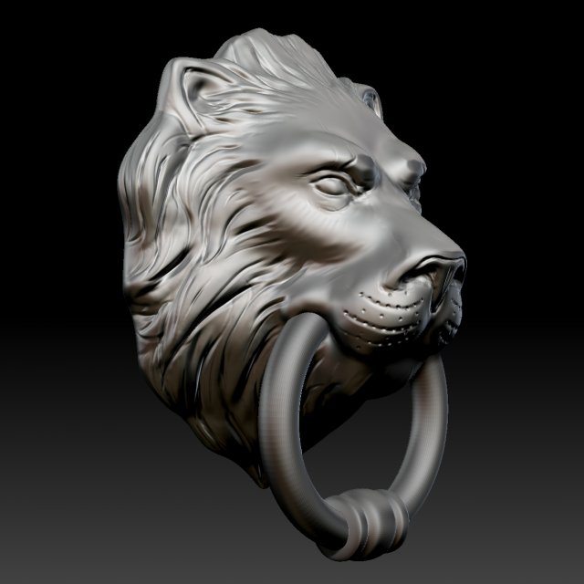 lion head door knocker zbrush 3D Model .c4d .max .obj .3ds .fbx .stl .blend 