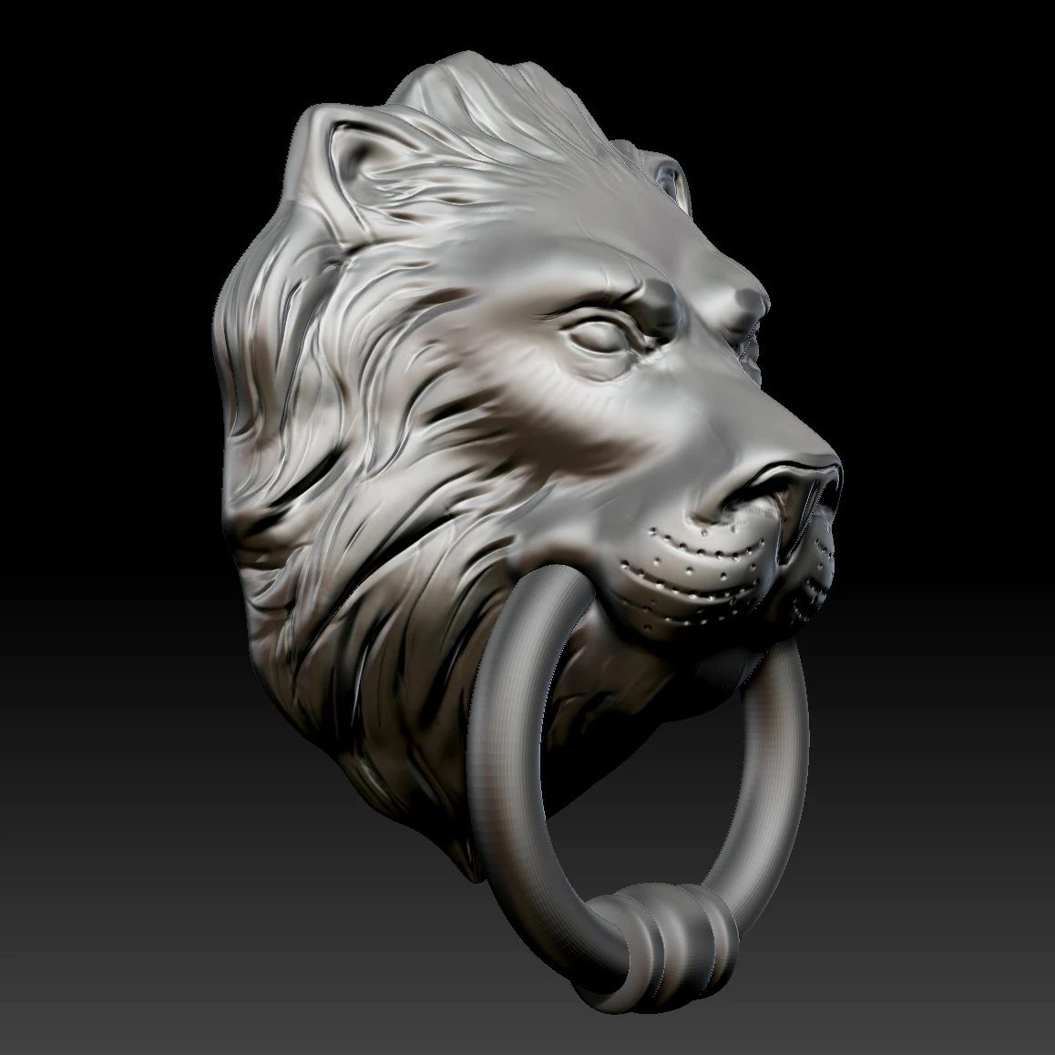 lion head door knocker zbrush 3D Model .c4d .max .obj .3ds .fbx .stl .blend 