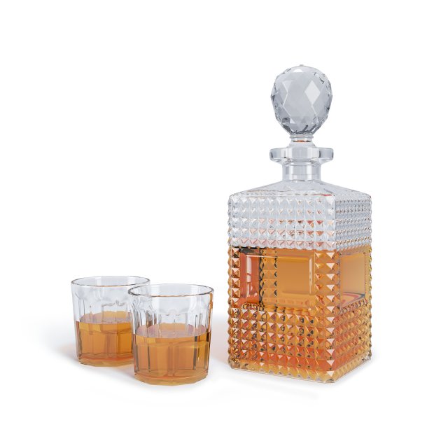decanter and glasses 3D मॉडल .c4d .max .obj .3ds .fbx .stl .blend