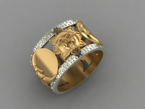 ring sun moon face 3d print model Modello di stampa 3D