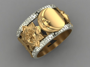 ring sun moon face 3d print model 3D Print Model