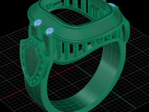 men signet ring with shield stone onyx 3d print model Model Cetak 3D