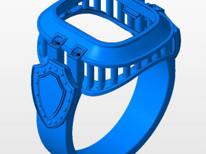 men signet ring with shield stone onyx 3d print model Model Cetak 3D