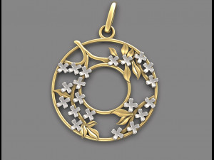 round pendant with clover flowers Modello di stampa 3D