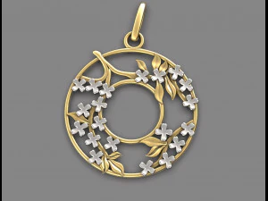 round pendant with clover flowers 3D Print Model
