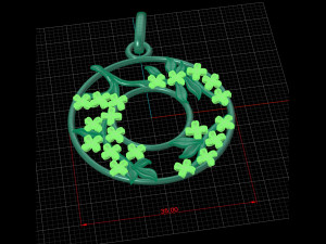 round pendant with clover flowers Model Cetak 3D