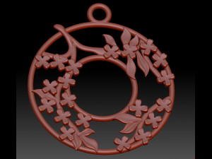 round pendant with clover flowers Model Cetak 3D