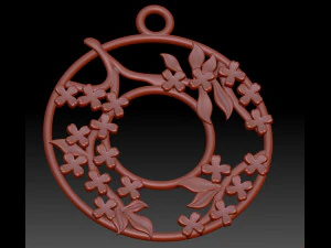 round pendant with clover flowers 3D Print Model