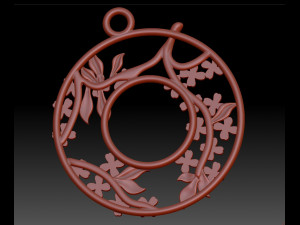 round pendant with clover flowers Model Cetak 3D