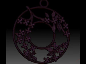 round pendant with clover flowers 3D Print Model