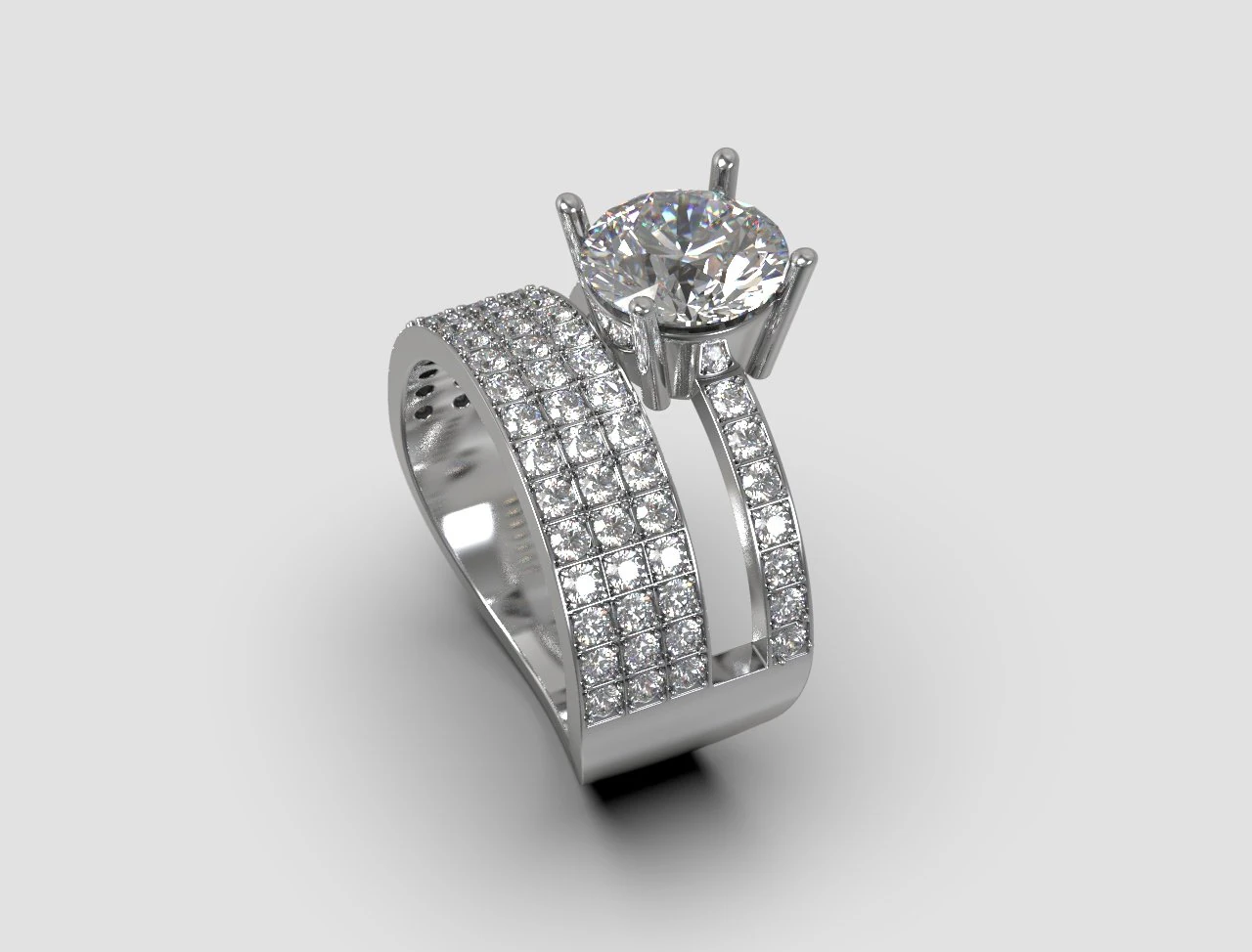 double ring with gems 3D Print Model .c4d .max .obj .3ds .fbx .stl .blend