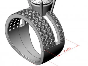 double ring with gems 3D Print Model