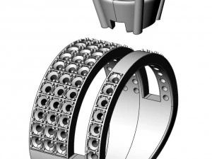 double ring with gems 3D Print Model
