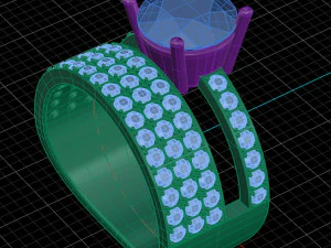 double ring with gems 3D Print Model