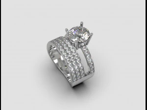 double ring with gems 3D Print Model