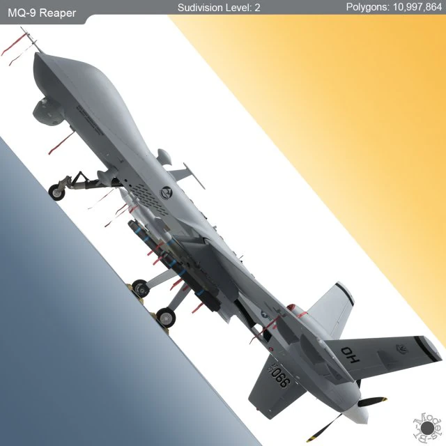 Drone de aeronave militar Mq-9 reaper Modelo 3D .c4d .max .obj .3ds .fbx .stl .blend 