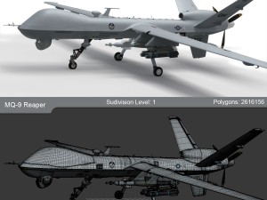 Mq-9 reaper military aircraft drone 3D Model