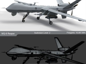 Mq-9 reaper military aircraft drone 3D Model