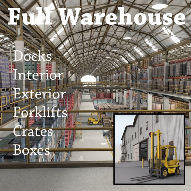 huge warehouse 3D-Modell .c4d .max .obj .3ds .fbx .stl .blend 