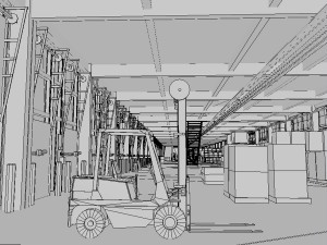 huge warehouse 3D-Modell