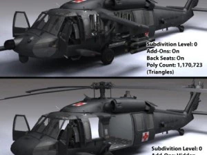 Battlehawk military helicopter 3D Model