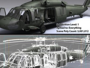 Uh 60 blackhawk military helicopter 3D Model