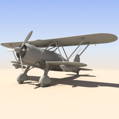 fiat cr42 falco fighter biplane 3D Model .c4d .max .obj .3ds .fbx .stl .blend 
