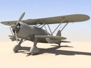 fiat cr42 falco biplano da caccia Modello 3D
