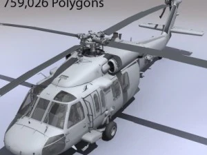 Uh60 blackhawk navy helicopter 3D Model