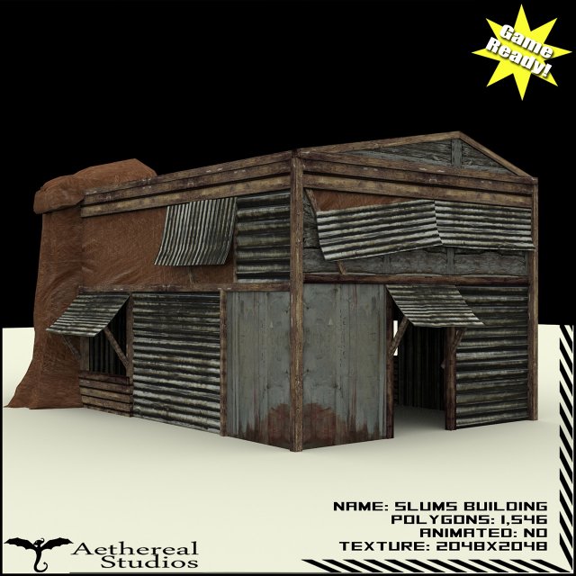 slums building 1 3D 모델 .c4d .max .obj .3ds .fbx .stl .blend 