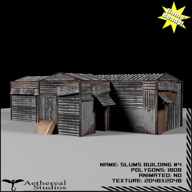 slums building 4 3D Model .c4d .max .obj .3ds .fbx .stl .blend 