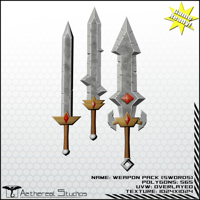 fantasy sword pack 3Dモデル .c4d .max .obj .3ds .fbx .stl .blend 